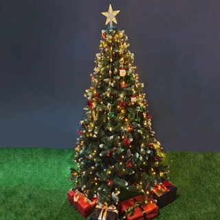 LED lyskæde med julemænd, julegaveæsker, slikstokke til juletræspynt